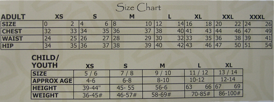 Red Tag Size Chart